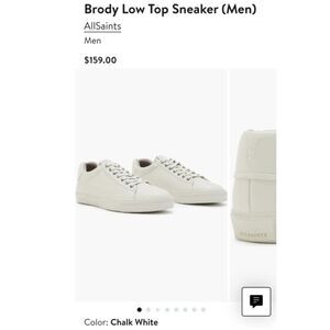 AllSaints Brody Low Top Sneaker Mens size 11 chalk white